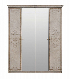 Шкаф Патрисия 4-дверный (2+2) с зеркалом крем корень глянец