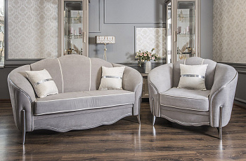 Диван Гравита 2х местный серый серебро французский раскладной механизм