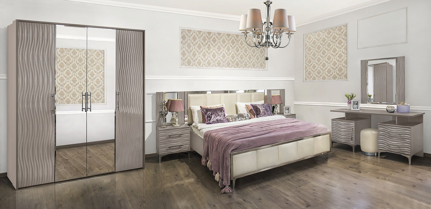 Шкаф Гравита 4-дверный серый камень глянец