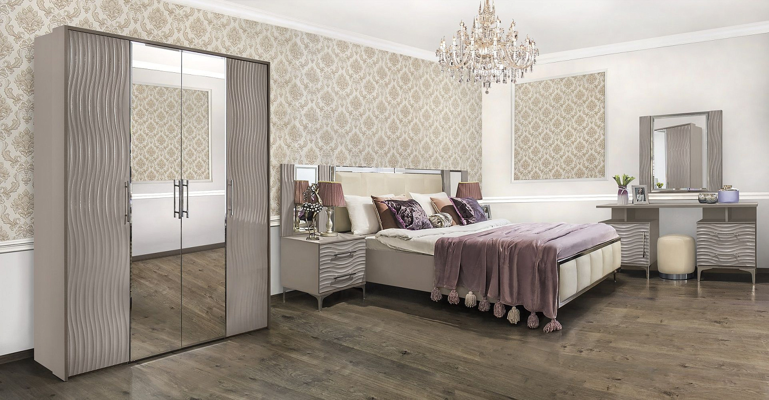 Спальня Гравита 4-ств серый камень глянец