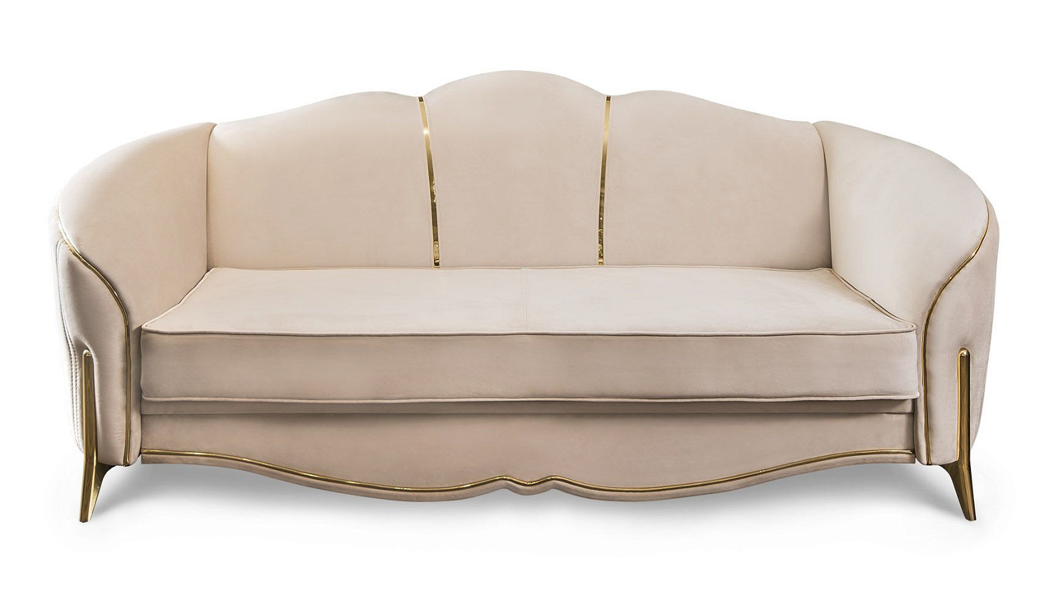 Диван Лара 3х местный бежевый золото