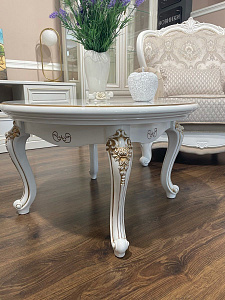 Столик круглый Натали белый глянец