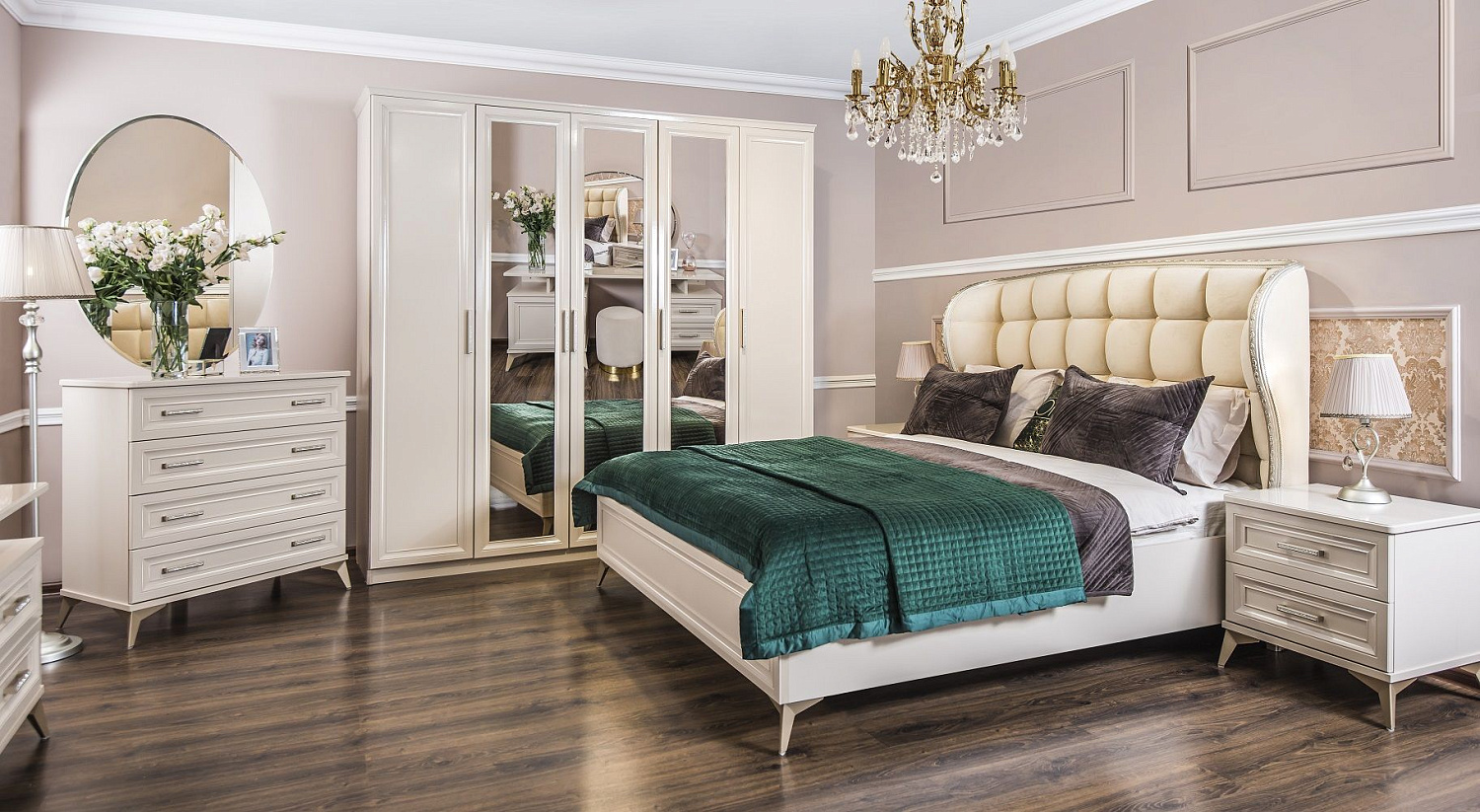 Шкаф Нонна 5-дверный мокко глянец