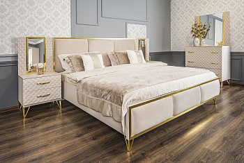 Зеркало Лара для прикроватной тумбы бежевый глянец