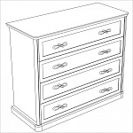 Комод Натали 4 ящ. широкий белый глянец