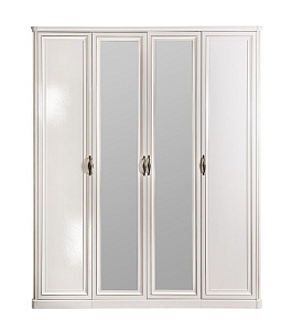 Шкаф Натали 4-дверный (1+2+1) с зеркалом белый глянец