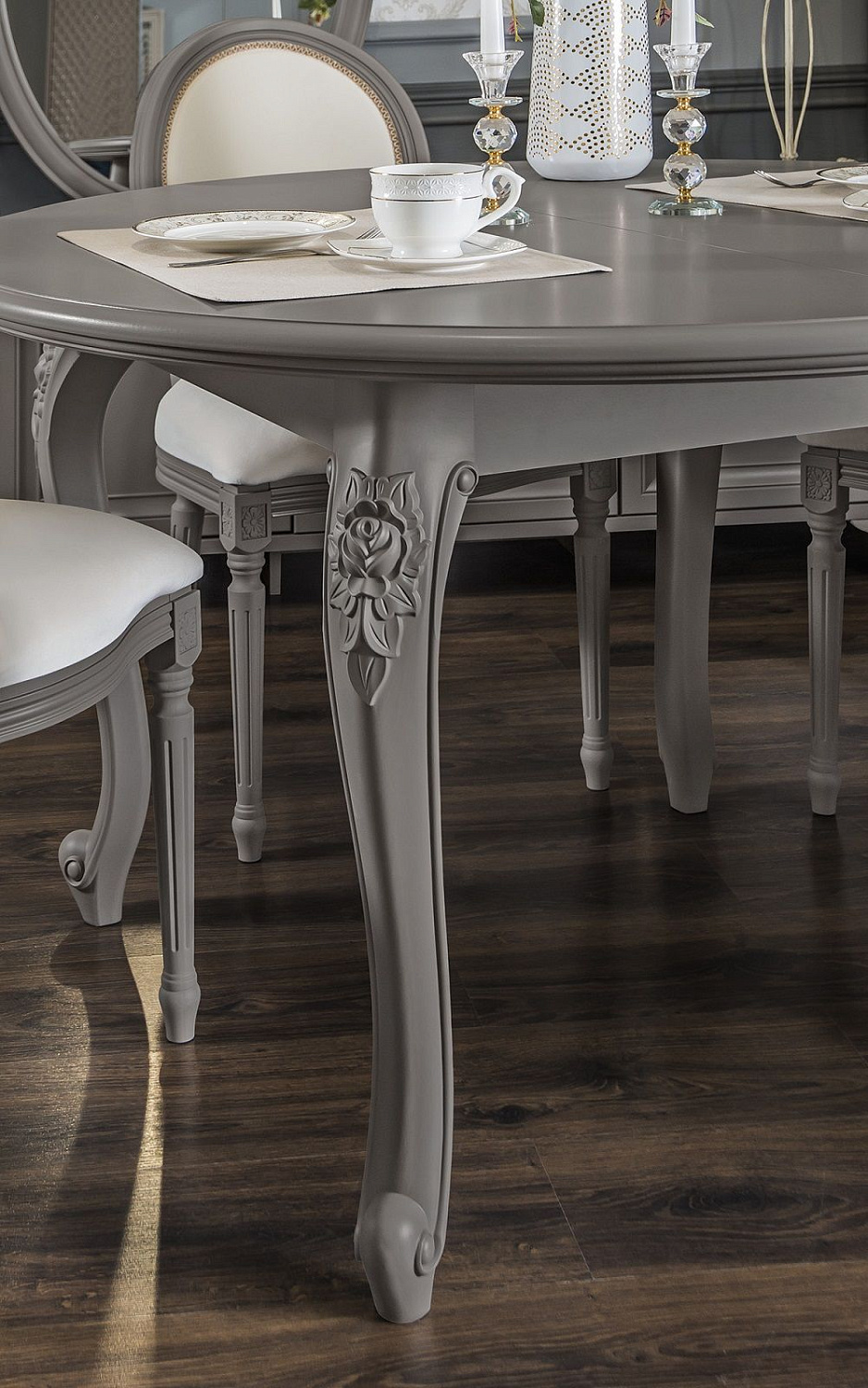 Стол Мокко круглый серый камень