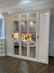 Шкаф Натали 4-дверный (2+2) с зеркалом белый глянец