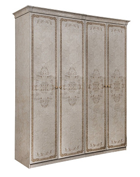 Шкаф Патрисия 4-дверный (2+2) без зеркал крем корень глянец