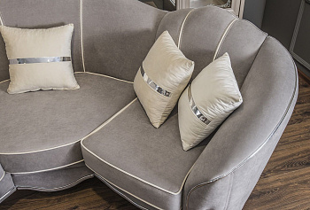 Диван Гравита угловой 2-у-1 серый серебро