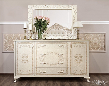 Зеркало Патрисия ППУ крем корень глянец 2 (гостиная)