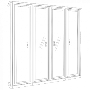 Шкаф Мишель 4-дверный (1+2+1) с зеркалом белый матовый