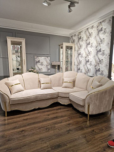 Диван Лара угловой 2-у-1 бежевый золото