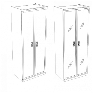 Мишель секция 2-ств с зеркалом белый матовый