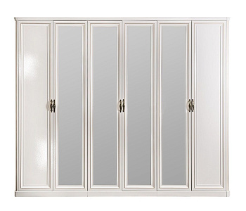 Шкаф Натали 6-дверный (2+2+2) с зеркалом белый глянец