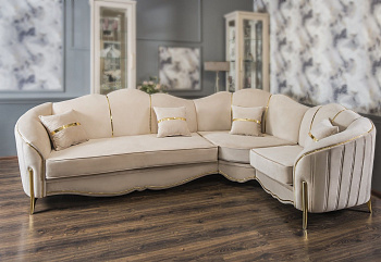 Диван Лара угловой 3-у-1 бежевый золото