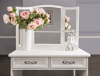 Зеркало трельяж Мишель для туалетного столика белый матовый