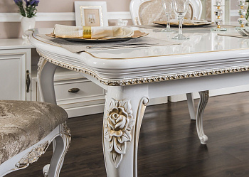 Столовая Натали белый глянец (прямоугольный стол)