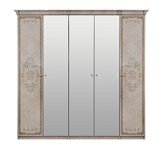 Шкаф Патрисия 5-дверный (2+1+2) с зеркалом крем корень глянец