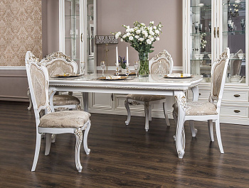 Столовая Натали белый глянец (прямоугольный стол)