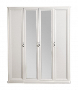 Шкаф Мишель 4-дверный (1+2+1) с зеркалом белый матовый