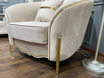 Кресло Лара бежевый золото