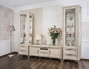 Гостиная Нонна 1+тв+1 бежевый глянец