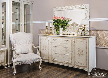 Зеркало Патрисия ППУ крем корень глянец 2 (гостиная)