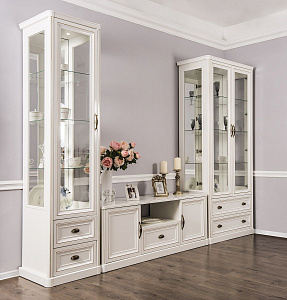 Гостиная Натали 1+тв+2 белый глянец