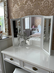 Зеркало трельяж Натали для туалетного столика белый глянец