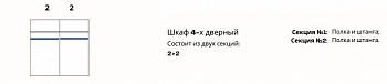 Шкаф Патрисия 4-дверный (2+2) без зеркал крем корень глянец