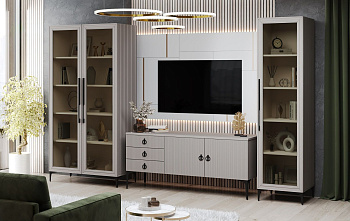 Гостиная Стелла 1+тв+2 светло серый камень