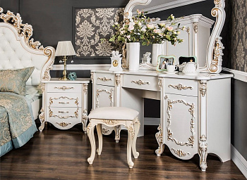 Туалетный столик Флоренция белый перламутр глянец