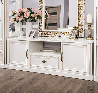 Тумба ТВ Натали белый глянец