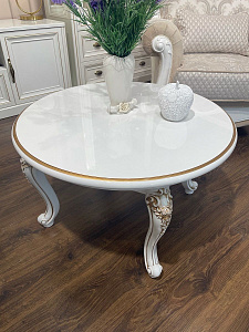 Столик круглый Натали белый глянец