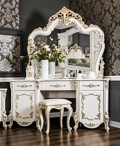 Туалетный столик Флоренция белый перламутр глянец