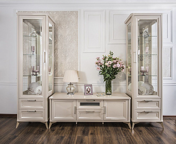 Витрина Нонна 1-ств бежевый глянец