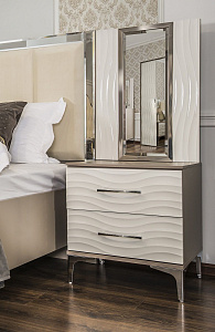 Зеркало Гравита для прикроватной тумбы белый глянец