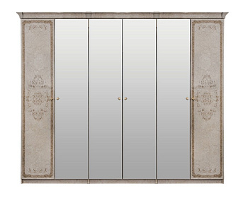 Шкаф Патрисия 6-дверный (2+2+2) с зеркалом крем корень глянец