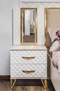 Зеркало Лара для прикроватной тумбы белый глянец