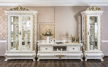 Витрина Алсу 2-ств белый глянец