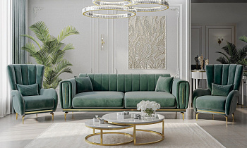 Диван Замира 3х местный оливковый