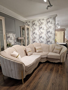 Диван Лара угловой 3-у-1 бежевый золото