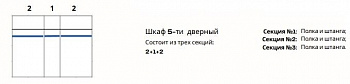 Шкаф Патрисия 5-дверный (2+1+2) с зеркалом крем корень глянец