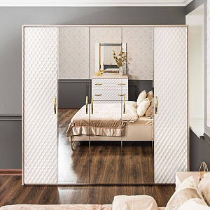 Спальня Лара 5-ств белый глянец